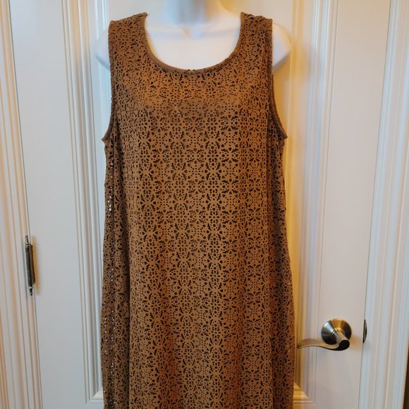 Leo & Ugo Perforated Faux Suede Dress - Picture 1 of 8